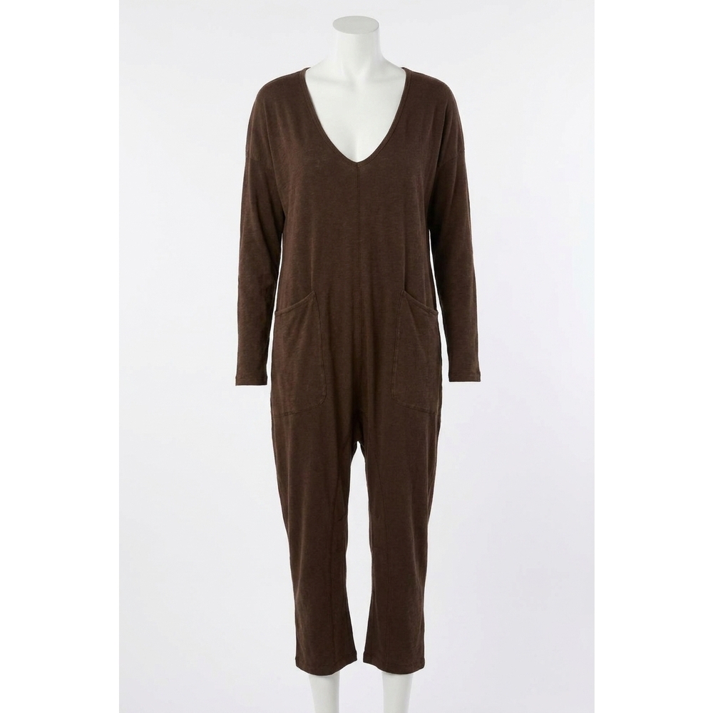 NEW FREE PEOPLE hot shot long sleeve onesie in dark espresso